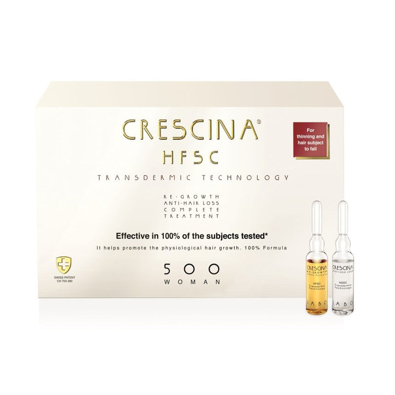 CRESCINA TRANSDERMIC 100% ampoule complex for stopping hair loss and hair regrowth FOR WOMEN, 500 strength, 40 pcs. (20+20) +gift hair shampoo