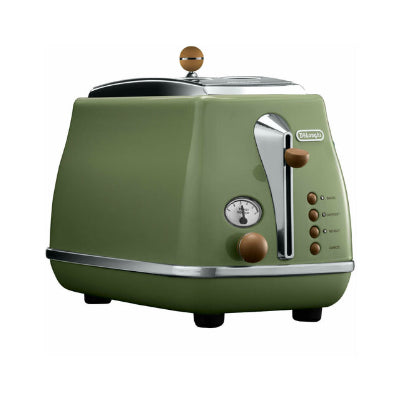 DELONGHI Icona Vintage Toaster CTOV 2103.GR 900W, Stainless steel, Crumb tray, Defrost, Green