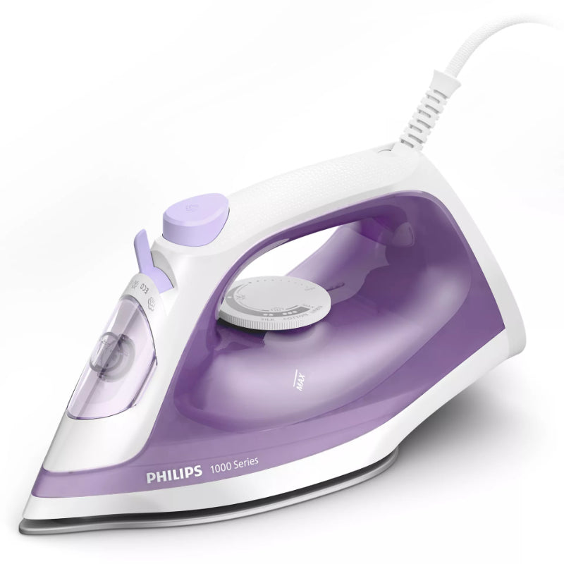 Philips 1000 Series Steam iron DST1020/30, 1800W, 20g/min continuous steam, 90g steam boost, non-stick soleplate, 250ml water tank,