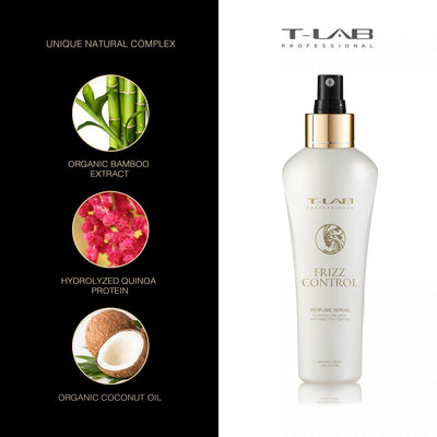 T-LAB Professional Frizz Control Perfume Serum Perfumed serum for frizz control 150ml + gift luxurious home fragrance with sticks