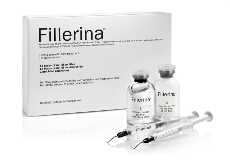 FILLERINA® dermatologinio kosmetinio užpildo rinkinys su 6 hialurono rūgštimis ir peptidais 2 lygis +dovana