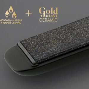 DIVA PRO STYLING Precious Metals Gold Dust Skaitmeninis plaukų tiesintuvas su led ekranu 80-230C su 24k aukso dulkėmis, keratinu, makadamijų ir argano aliejais bei neigiamų jonų technologija +dovana/staigmena