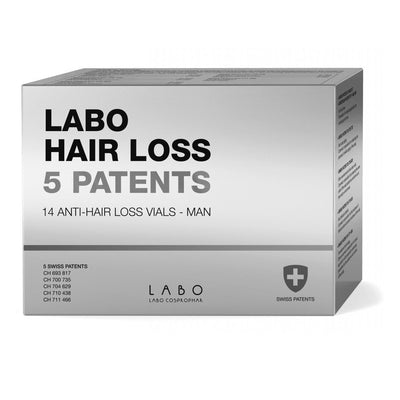 LABO HAIR LOSS 5 Patents ampulės stabdančios momentinį plaukų slinkimą, VYRAMS, 1 mėn. kursas +dovana