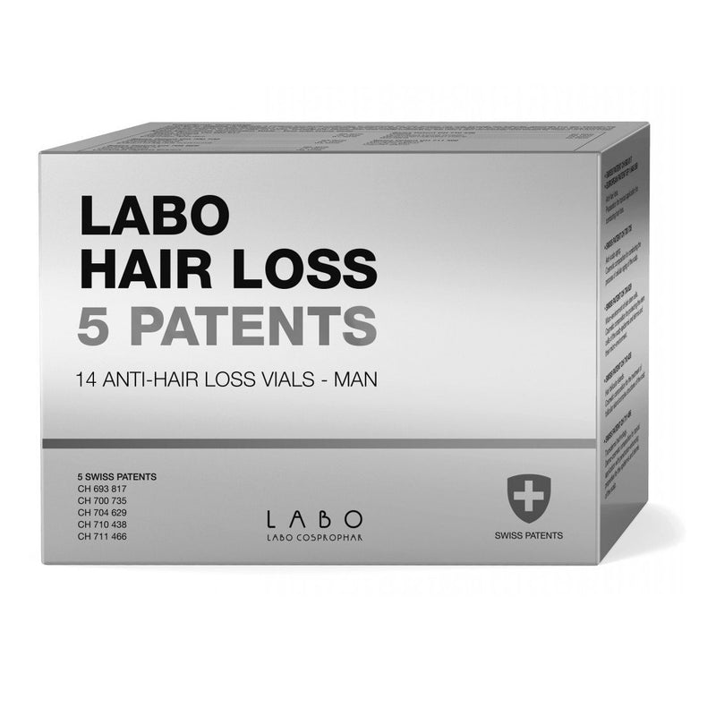 LABO HAIR LOSS 5 Patents ampoules to stop instant hair loss, FOR MEN, 1 month. course + gift