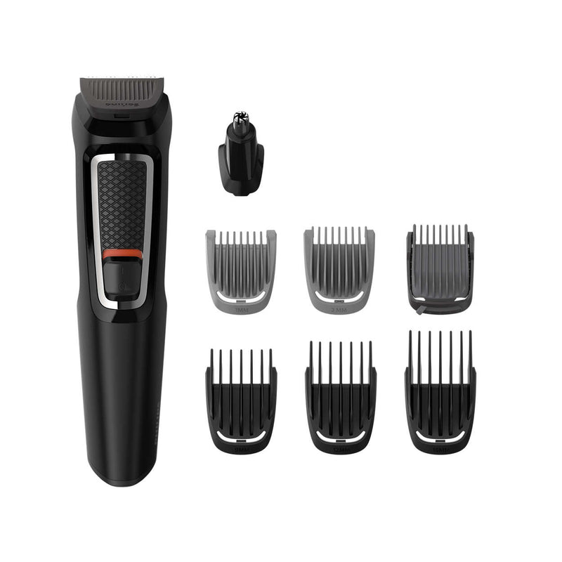 Philips Multigroom series 3000 8-в-1, уход за лицом и волосами MG3730/15 8 инструментов Самозатачивающиеся стальные лезвия Время работы до 60 минут Смываемые насадки