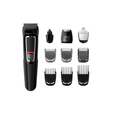 Philips Multigroom series 3000 9-in-1, Face and Hair MG3740/15 9 tools Self-sharpening steel blades Up to 60 min run time Rinseable attachments