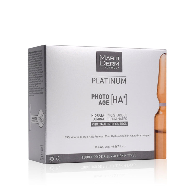 MARTIDERM PHOTO AGE HA+ FACE AMPOULES AGAINST PHOTO AGING WITH HYALURONIC ACID, 10 AMP.