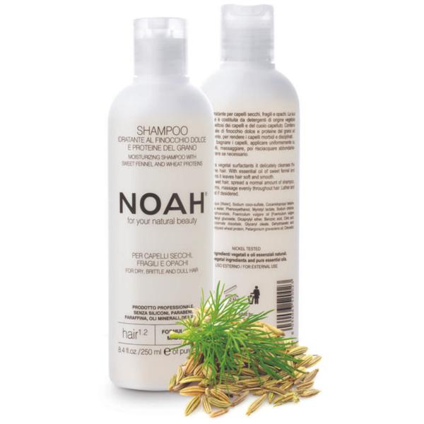Noah 1.2. Moisturizing Shampoo With Sweet Fennel And Wheat Protein Šampūnas sausiems ir lūžinėjantiems plaukams