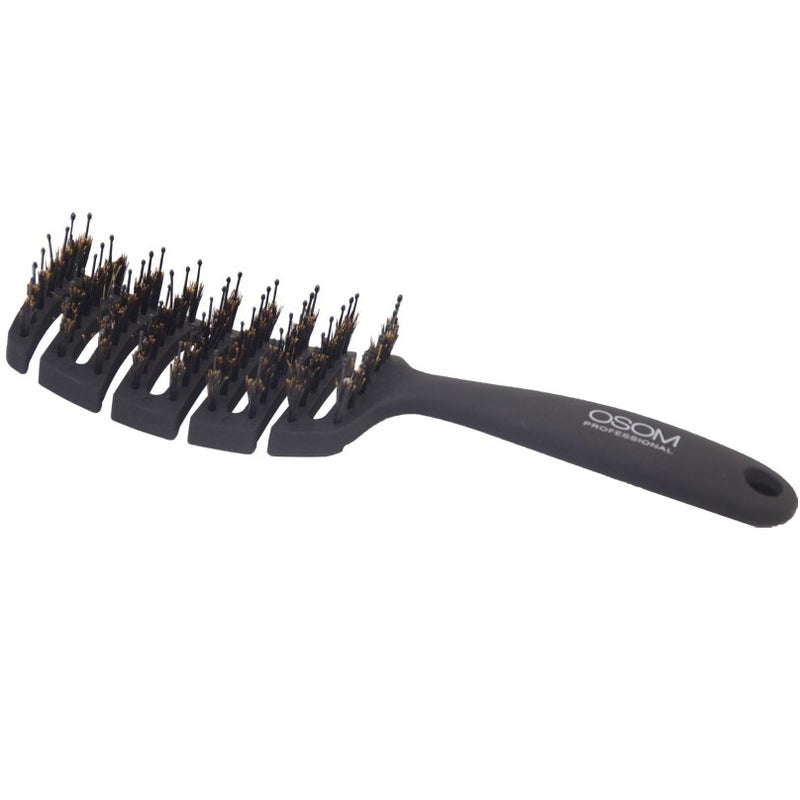 Щетка для волос OSOM Professional OSOM99570, изогнутая, прямоугольная, с нейлоновой щетиной и щетиной кабана