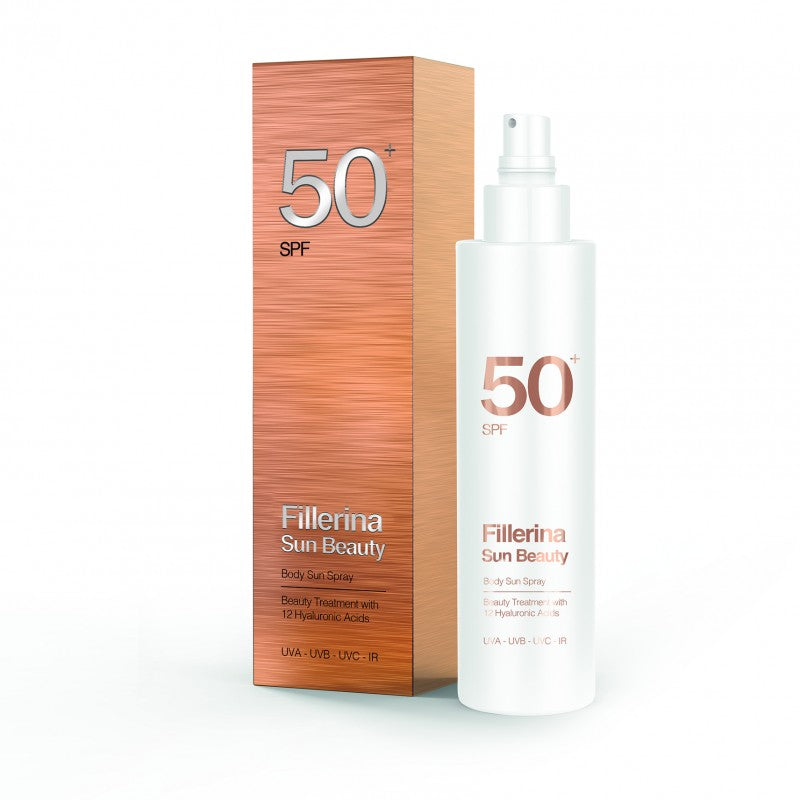 Fillerina Sun Beauty Body Spray Sunscreen - SPF 50+ with Fillerina® 12 Hyaluronic Acid Molecules 