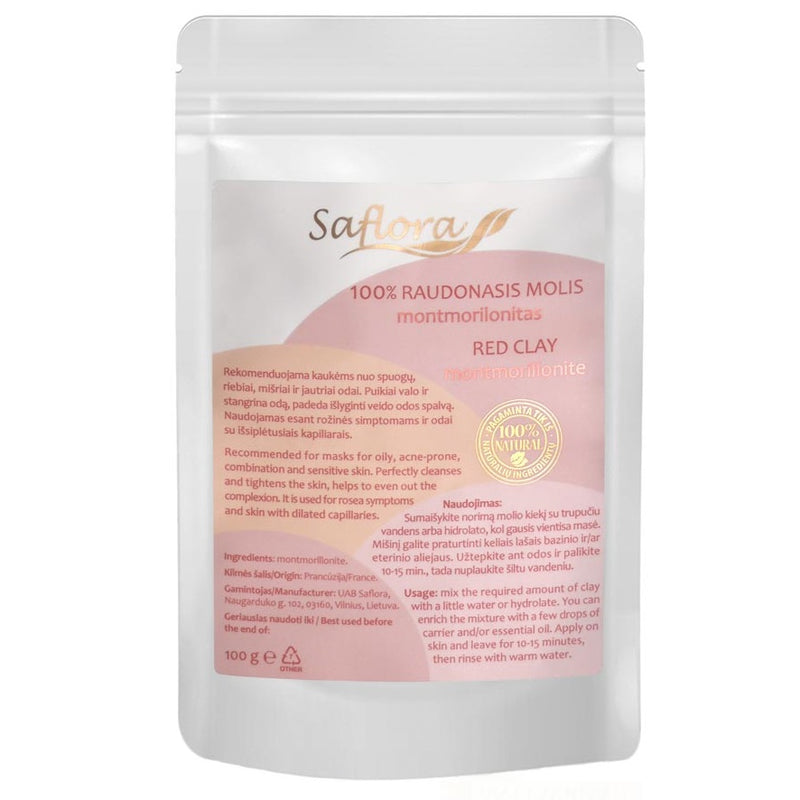 Saflora Red clay 100% pure montmorillonite 100 g 