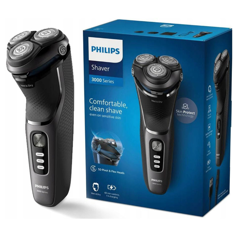 Philips Wet or Dry electric shaver S3343/13, Wet&amp;Dry, PowerCut Blade System, 5D Flex Heads, 60min shaving / 1h charge, 5min Quick Charge