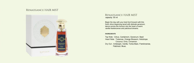 Raydan Renaissance Hair Mist Plaukų dulksna 50 ml +dovana Previa plaukų priemonė