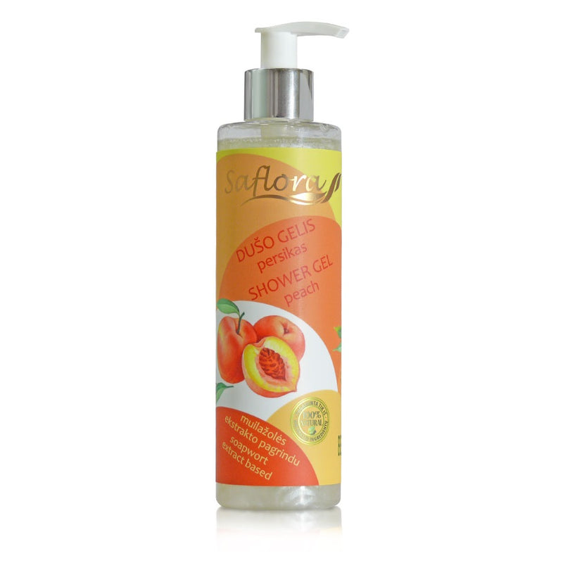 Saflora Shower gel "Peach" based on soapwort extract 250 ml 