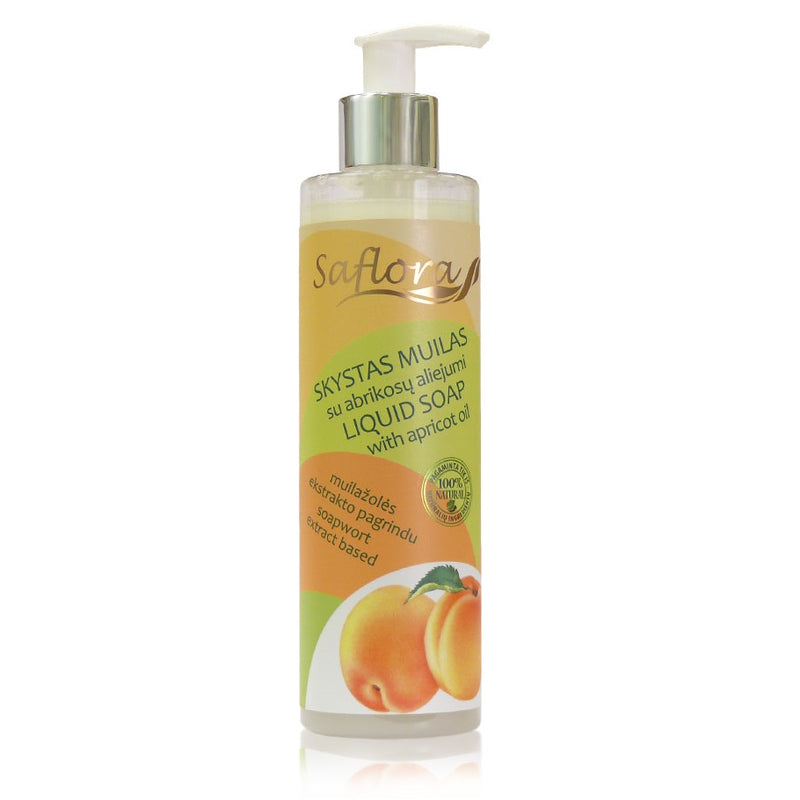 Saflora Liquid soap with apricot oil based on soapwort extract 250 ml 