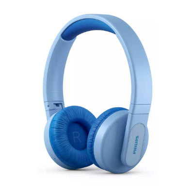 Philips Kids wireless on-ear headphones TAK4206BL/00, Volume limited &lt;85 dB, App-based parental controls, Light-up ear cups, Blue