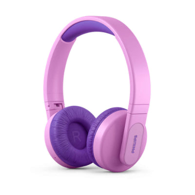 Philips Kids wireless on-ear headphones TAK4206PK/00, Volume limited &lt;85 dB, App-based parental controls, Light-up ear cups, Pink