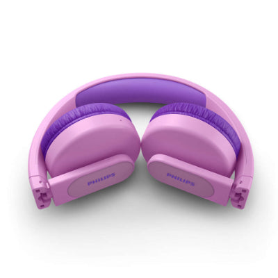 Philips Kids wireless on-ear headphones TAK4206PK/00, Volume limited &lt;85 dB, App-based parental controls, Light-up ear cups, Pink