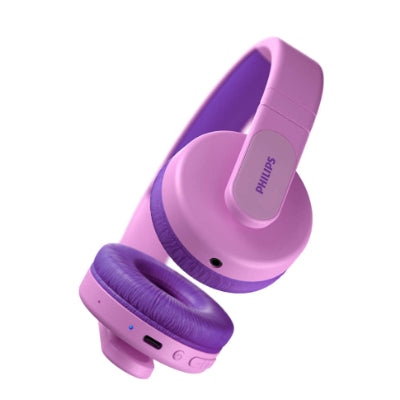 Philips Kids wireless on-ear headphones TAK4206PK/00, Volume limited &lt;85 dB, App-based parental controls, Light-up ear cups, Pink