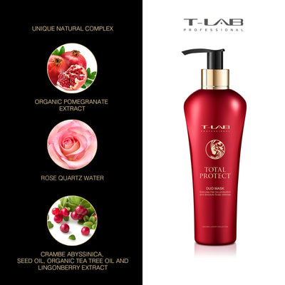 T-LAB Professional Total Protect Duo Mask Mask for dyed or chemically treated hair 300ml + gift of luxurious home fragrance with sticks