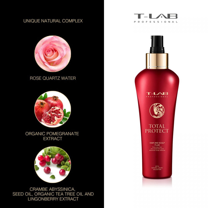 T-LAB Professional Total Protect Hair And Scalp Fluid Dyed or chemically treated hair fluid 150ml + luxury home fragrance gift with sticks