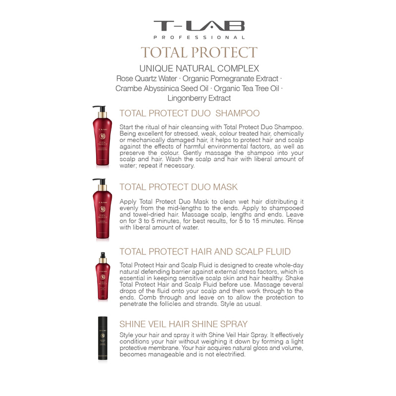 T-LAB Professional Total Protect Duo Shampoo Шампунь для окрашенных или химически обработанных волос 300мл + роскошный аромат для дома со стиками в подарок