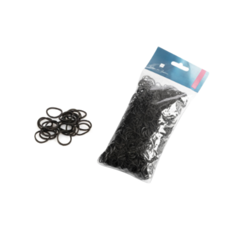 Black mini elastic bands for hair 15 mm, 100 g