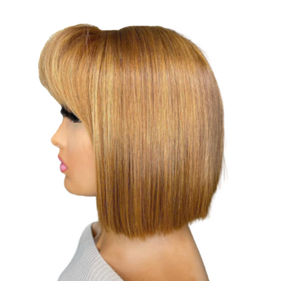 Honey colored wig with bangs