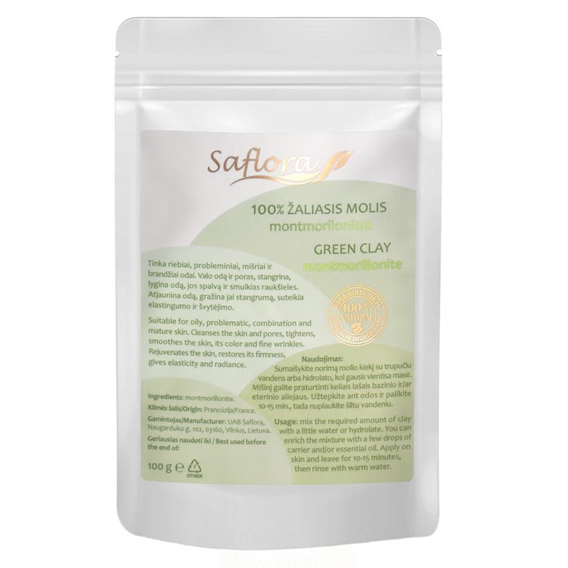 Saflora Green clay 100% pure montmorillonite 100 g 
