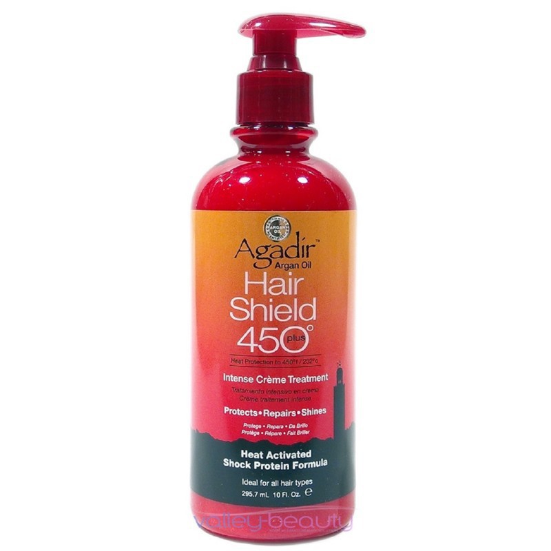 Apsauginis kremas plaukams Agadir Argan Oil Hair Shield 450 Plus Intense Creme Treatment AGD4090, priemonė skirta apsaugai nuo karščio, intensyvi sudėtis atstato plaukų struktūrą, suteikia stiprią apsauginę funkciją plaukams, 295 ml