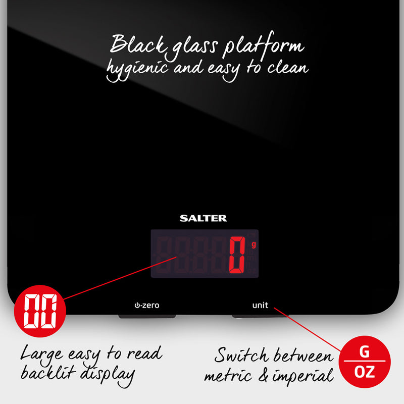Электронные кухонные весы Salter 1150 BKDR 5 кг, стеклянные, черные