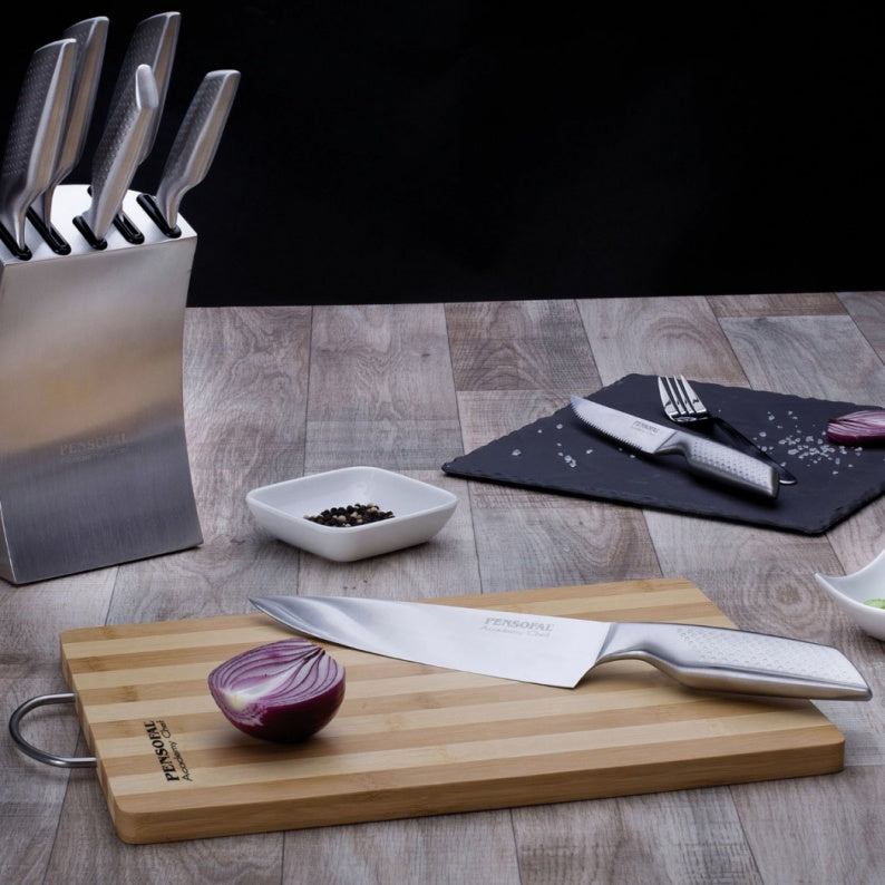 Блок Pensofal Academy Chef из нержавеющей стали с 5 ножами Chef/Pane/Multiuso/Santoku/Spelucchino 1108