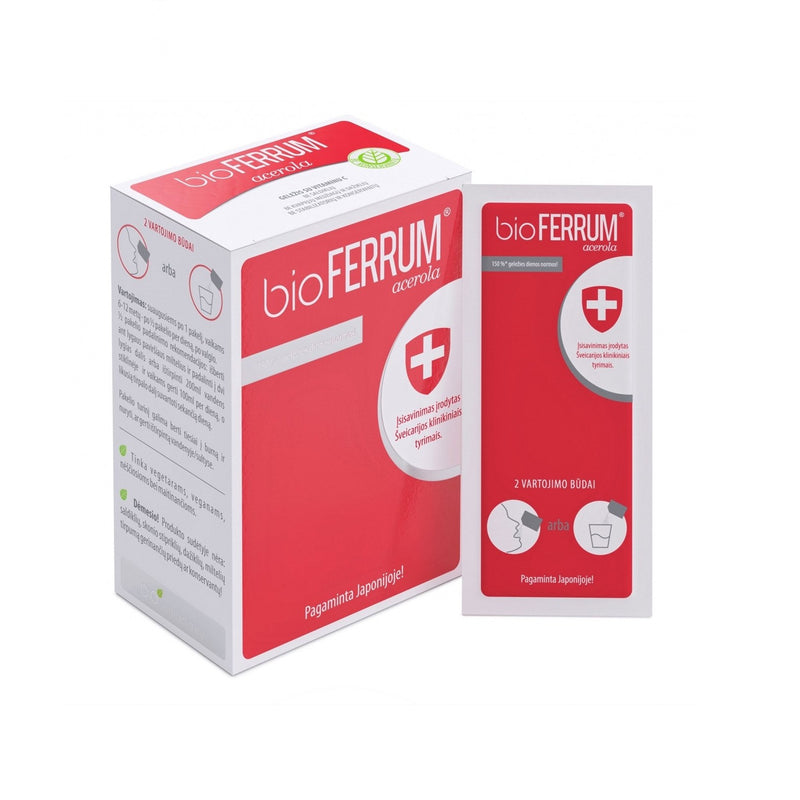 Biopharmacy FERRUM ACEROLA, Iron + vit.C Food supplement 28 packs. +a luxury home fragrance with sticks as a gift