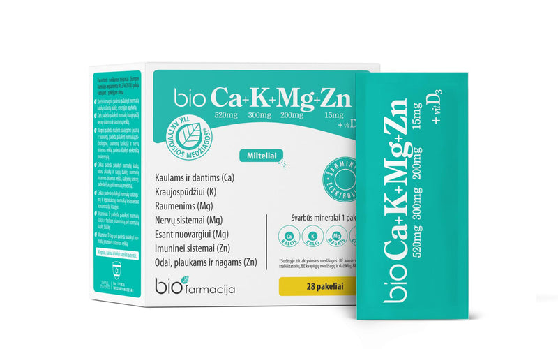 Biofarmacija bioCa+K+Mg+Zn su vitaminu D3 Maisto papildas 28vnt