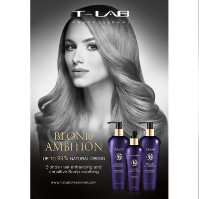 T-LAB Professional Blond Ambition Purple Shampoo Purpurinis šampūnas šviesintiems plaukams 300ml +dovana