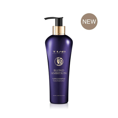 T-LAB Professional Blond Ambition Purple Shampoo Purpurinis šampūnas šviesintiems plaukams 300ml +dovana prabangus namų kvapas su lazdelėmis
