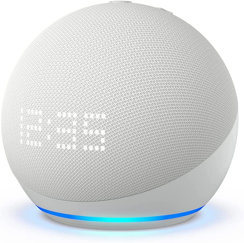 Amazon Echo Dot с часами (5-го поколения) Glacier White