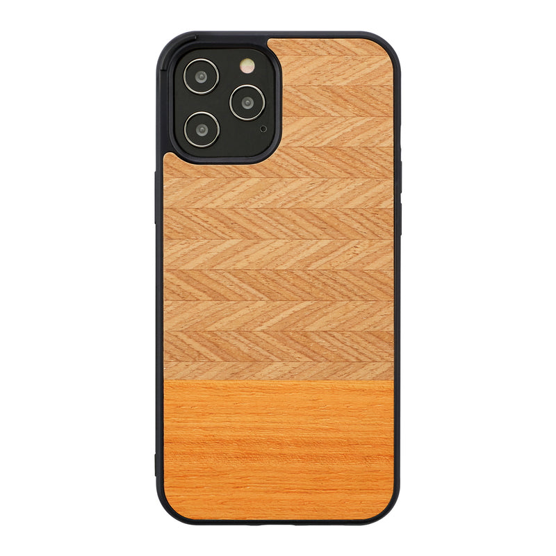 Чехол MAN&amp;WOOD для iPhone 12 Pro Max с узором «елочка» оранжевый черный