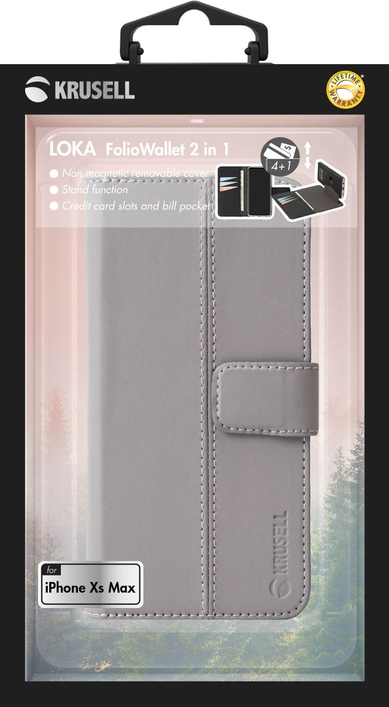 Krusell Loka FolioWallet 2in1 Apple iPhone XS Max gray 