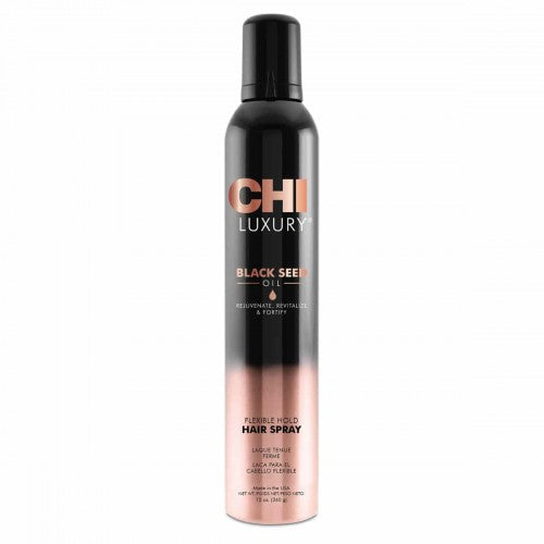 CHI Black Seed Oil Flexible Hold Hairspray Lanksčios fiksacijos plaukų lakas 340g +dovana Previa plaukų priemonė