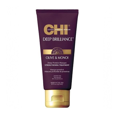 CHI Deep Brilliance Укрепляющая протеиновая маска с маслами оливы и монои 237мл + в подарок средство для волос Previa