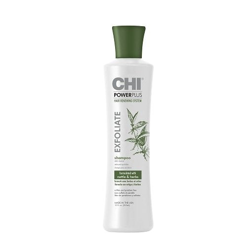 CHI PowerPlus Exfoliate Šampūnas nuo plaukų slinkimo +dovana Previa plaukų priemonė