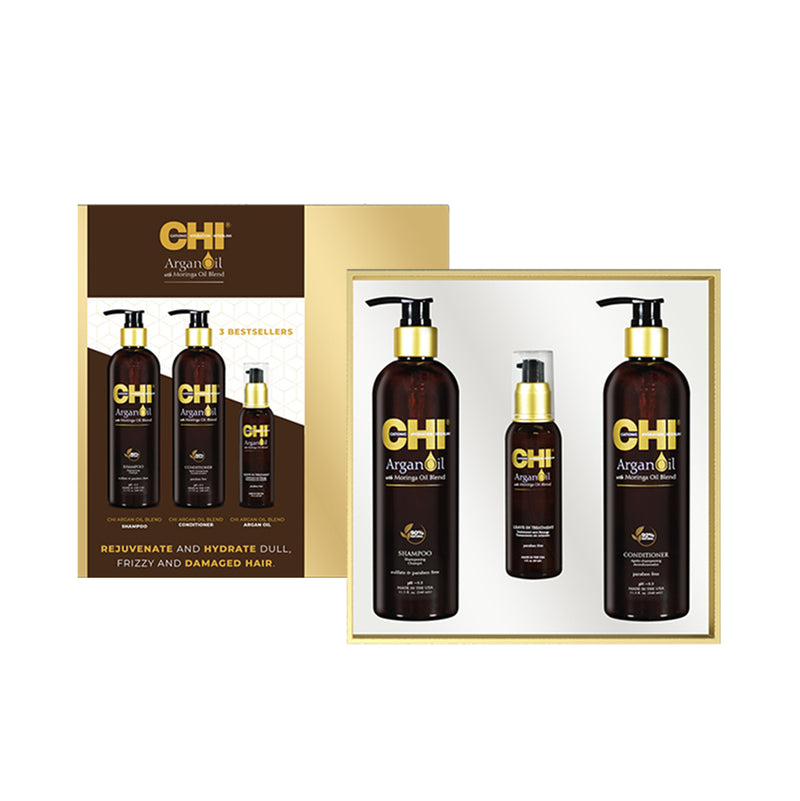 CHI ARGAN OIL увлажняющий набор для волос (шампунь, кондиционер, масло)
