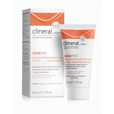 Clineral Ahava Skinpro Apsauginis drėkinamasis kremas SPF50 50 ml +dovana Previa plaukų priemonė