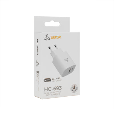 Sbox HC-693 USB зарядное устройство для дома 20Вт QC белое