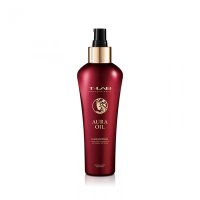 T-LAB Professional Aura Oil Elixir Superior Plaukų eliksyras prabangiam plaukų švelnumui ir natūraliam grožiui 150ml +dovana prabangus namų kvapas su lazdelėmis