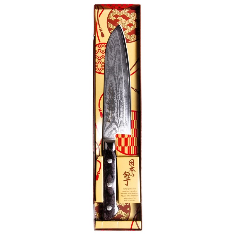 Damasko plieno japoniškas šefo peilis Santoku