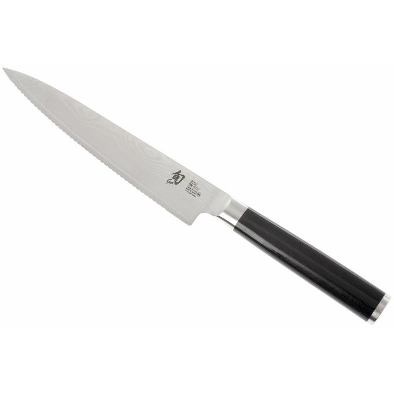 Damascus steel knife KAI Shun Classic Serrated Utility Knife 6" DM-0722 paring knife, 15 cm blade