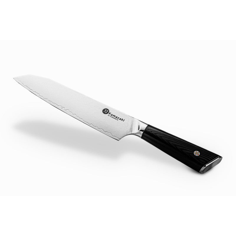 Нож из дамасской стали Kamazaki, нож Сантоку, 18 см, KZI006KN