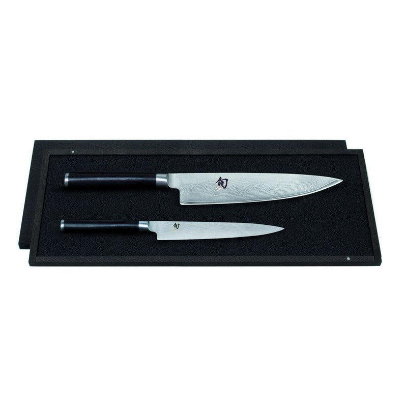 Damascus steel knife set, 2 pcs., DM-0701 + DM-0706, Kai, DMS-220